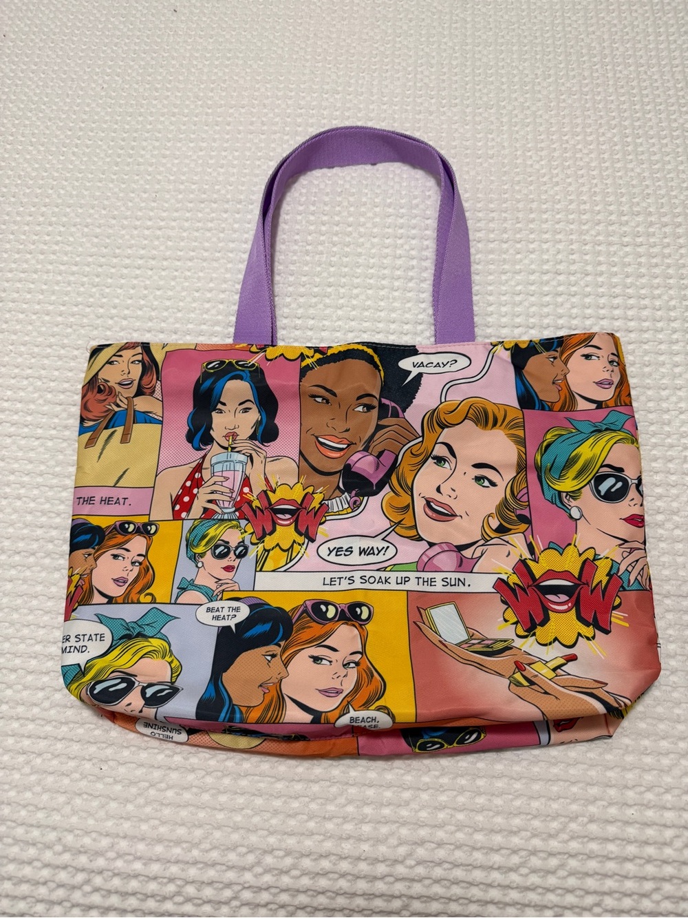 Estee Lauder Comic Pop Art Tote with Purple Handles